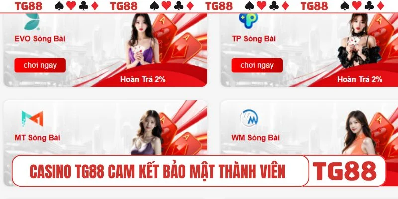 Casino TG88 cam kết bảo mật thành viên