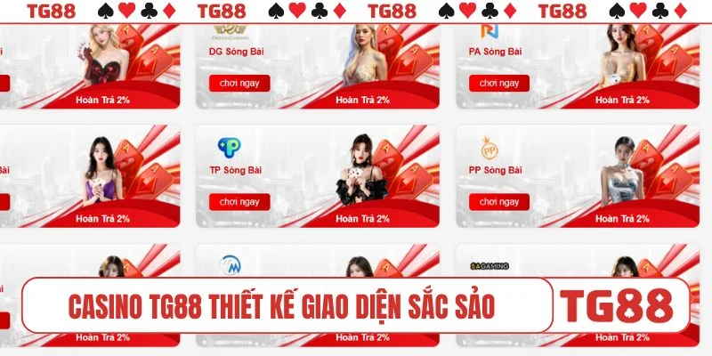 Casino TG88 thiết kế giao diện sắc sảo