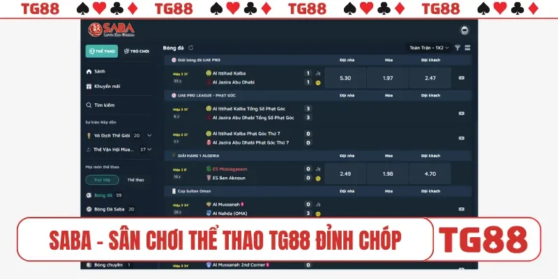 SABA - Sân chơi thể thao TG88 đỉnh chóp